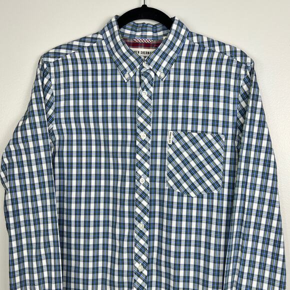 Ben Sherman Blue and White Checkered Dress Shirt - Picture 3 of 15